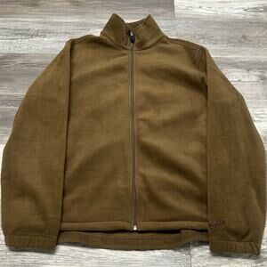 Vintage Y2K Woolrich Brown‎ Mens L Full Zip Mock Neck Gorpcore Fleece Jacket EUC